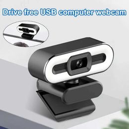 Webcams 1080P/2K PC Network Camera Ultra clear USB Computer Network Camera Ring Fill Light with Microphone for Live Broadcasting Laptop Accessories J240518