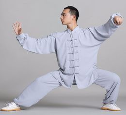 Unisex cottonsilk Wushu Traditional Chinese Clothing KungFu Uniform Suit Uniforms Tai Chi Morning Exercise Performance Wear Jacke2992200