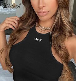 Summer Women tshirt Crop Top Embroidery Sexy Offs Shoulder Black Tank Casual Sleeveless Backless Top Shirts7856245