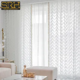 Curtain 1PC Special Price Light Luxury White Tulle High-end Living Room Partition Floor-window Bedroom Semi-blackout Lace Gauze