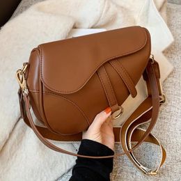 Evening Bags 2024 Women 's Bag Casual Saddle Pu Solid Color Diagonal Fashion Easy Matching Lady Handbag And Purses Luxury