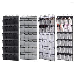 Storage Boxes 24 Pockets Wall Bag Clear View Pocket Household With 4 Metal Hooks Room Shoes Slippers