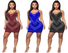 Cheap Women New Style Sexy Night Club Fashionable Set auger Round Collar European And American Wind Dresses1440559