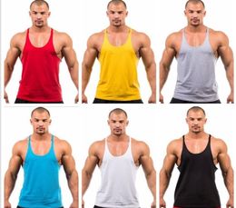 Mens Stringer Bodybuilding Tank Top Solid Gym Cotton Singlet Tanks Fitness Clothes YBack Tanks Whole 7777906