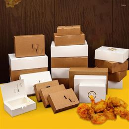 Take Out Containers Disposable Karft Paper Lunch Box Oil-proof Takeaway Food Packaging Salad Sushi Fried Chicken Burger