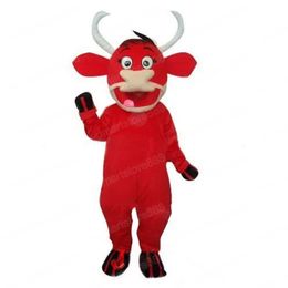 2024 High Quality red Cow Mascot Costume Fancy Dress for Men Women Halloween Outdoor Outfit Suit Mascot for Adult Fun Outfit Suit