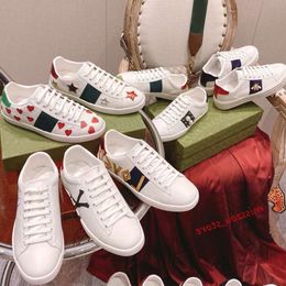 Casual Shoes 100% Real leather Men Womens Ace sneaker with bee in white leather Size 34-45 Embroidered Love Top quality Luxury Italy Ace ggitys 9ZL0