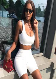 HISIMPLE 2019 Spring Women Two Piece Set Crop Top Tank and Short Pants Female XXL Plus Size Sports Two Piece Set Outfit Streetwear8739036