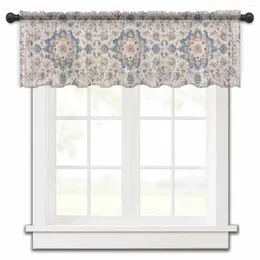 Curtain Ethnic Style Retro Persian Pattern Floral Kitchen Small Window Tulle Sheer Short Living Room Voile Drapes