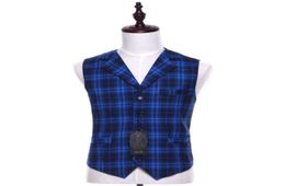 Stylish new blue plaid lapel factory tailored to create a sleeveless vest and men039s tuxedo suit vest6469831