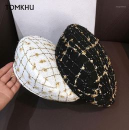 Berets Women Beret Autumn Winter Octagonal Cap Hats Stylish Artist Painter Sboy Caps Black White Casual Allmatch Flat Hat12951999