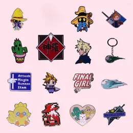 Brooches Quality Game Enamel Pin Cloud Strife Buster Sword Meteor Chocobo Red Mage Vivi Badge Shinra Attack Menu Gamer Gift