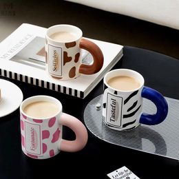 Mugs Creative Animal Texture Ceramic Cup Small Design And Thick Handle Mug Tea Juice Homeware Couple Decoration 1PCS