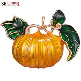 Brooches Simple Enamel Pumpkin For Women Accessories Lovely Vegetable Brooch Pins Men Badge Fashion Suit Ornament Halloween Gift
