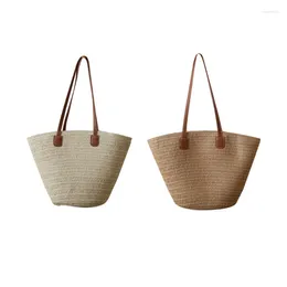 Evening Bags Summer Straw Beach Tote Bag For Women Large Capacity With Zipper Handbags Woven Shoulder