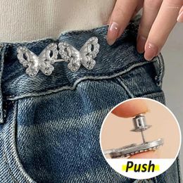 Brooches Crystal Butterfly Button Adjuster For Pants And Skirts Waist Tightener Adjustable Buckle Jeans No Sewing Required
