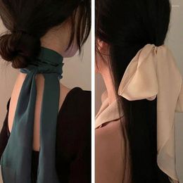 Scarves Women Narrow Long Scarf 120cm Solid Color Chiffon Silk Tie Rubber Red Choker Ribbon Bag Streamer Black Headbands X8F7