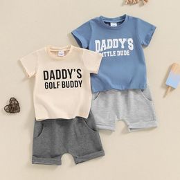 Clothing Sets Infant Baby Boys Clothes 0-3Y Letter Print Short Sleeves T-Shirt And Elastic Shorts 2pcs Summer Outfits For Toddler