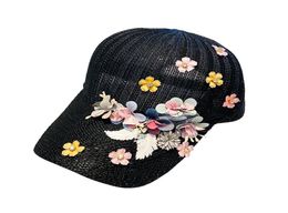 Fashion luxury designer diamond 3d flower summer breathable hollow baseball ball caps sun hats for women6786275