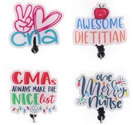 10 pcslot Fashion Key Rings Custom CNA Awesome Dietitian One Merry Nurse Acrylic Retractable Medical Badge Holder Yoyo Pull Reel 4203927