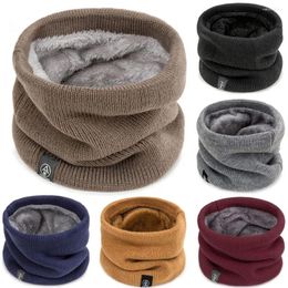 Scarves Winter Unisex Soft Knitted Warmer Neck Scarf Face Mask Outdoor Thicken Warm Plush Solid Color Protection