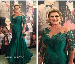 High Quality Green Lace Long Evening Dress Custom Make Mermaid Formal Mother of the Bride Dress Party Gown Plus Size3770718