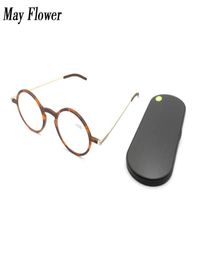 May Flower Ultrathin Antiblue Reading Glasses Round Frame Protable Pocket Presbyopic Eyewear With Magnetic Case For MenWomen9970339