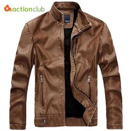 Whole ACTIONCLUB Waterproof Autumn Winter Mens PU Leather Jacket Mens Brand Zipper Pocket Motorcycle Leather Business Casual 3178146