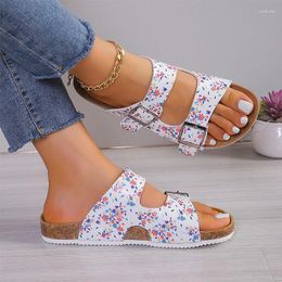 Slippers Women Print Random Shoes Flats Summer Sandals 2024 Outdoor Walking Flip Flops Casual Fashion Beach Dress Female Slides