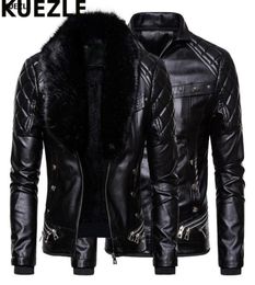 Men039s Fur Faux Casaco Men Biker Leather Jacket Collar Detachable Motocycle Jackets Coats Casual PU Chaqueta Moto Hombre6316667