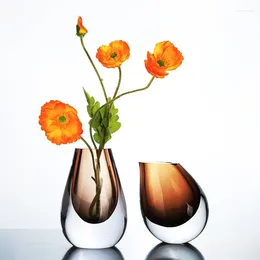 Vases Grand Interior Bottle Flower Vase Glass Florarium Dry Grass Fishbowl Modern Decorative Jarrones Houses Decoration