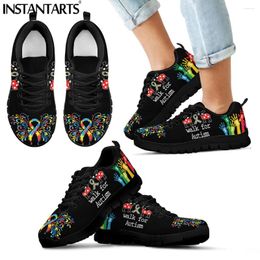 Casual Shoes INSTANTARTS Walk For Autism Design Health Disease Woman Fashion Running Sneakers Female Mesh Flats Chaussure Femme