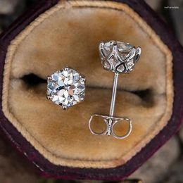 Stud Earrings 6 Moissanite Real 0.5-1 Carat D Color Lab Diamond Ear 925 Sterling Silver Classic Earring Jewelry