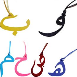 Wholesale Real Natural Leather Character Alphabet Arabic Letter Keychain keyring Backpack Pendant Ladies Women Bag Charm 240516