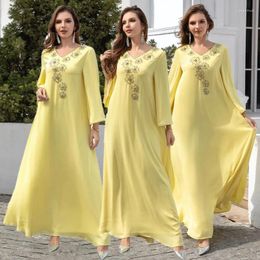 Ethnic Clothing Elegant Arab V-Neck Long Sleeve Evening Dresses Eid Muslim Abaya Morocco Party Gown Dubai Turkey Women Robe Islamic Kaftan