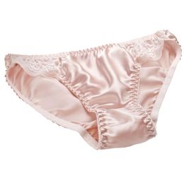 Women pure silk sexy panties 100 silk briefs for lady underwear with lace high quality 1091284