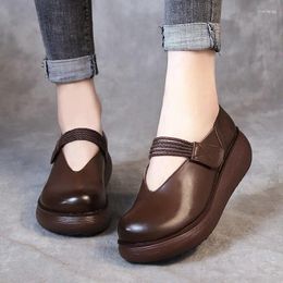 Casual Shoes Wide Leg Fit Mary Janes For Women 2024 V-shape Shallow Wedge Flats Female Mom Flat Platform Loafers Womens Ballerina