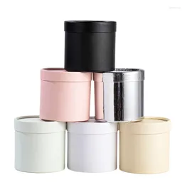 Gift Wrap 1PC 12cm Mini Flower Boxes Portable Round Rose Carnation Bouquet Hug Bucket Wedding Party Florist Packaging