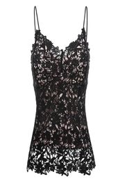 Lace Sexy Camis Women Tops Hollow Sleeveless Black Crochet Overall Slip Lingerie Strap Built In Bra Padded Camisole Cami Fashion1620273