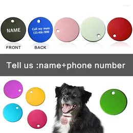 Dog Tag 2pcs 25mm Round Collars Simple Personalized Laser Engraving Pet Identity Anti-lost Necklace Accessories