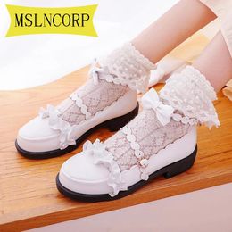 Casual Shoes Plus Size 34-43 Spring And Autumn Ladies Heels Platform Cute Bow Lace Princess Mary Jane Lolita Party Buckle Women Pumps