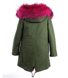 Jazzevar Marke Rose 100 Rabbit Fell Futter Long Army Green Canvas Parkas Liner Abnehmbare Frauen Schnee Wintermäntel als Mrs Style5287958