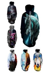 New Wolf Hoodie Couples Sweatshirts 3D Print Hoodies with Pockets Men Women Outwear fight Wolfs Sweatshirts Thin Top S5XL 10 Styl5115955