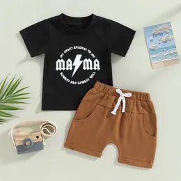 Clothing Sets 0-36months Baby Boys Clothes Short Sleeve Letters T-shirt Black Drawstring Shorts Trousers Infant Casual Outfit