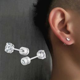 1 piece Stainless steel Crystal Zircon Ear Studs Earrings Tragus Cartilage Hypoallergenic Screws Piercing Jewellery 240511