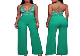 Women New Casual Jumpsuit European and American Fashion Sexy Lace Rompers Women039s summer bodysuit 20173648928