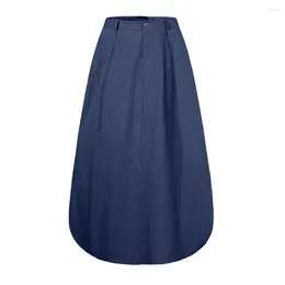 Skirts A-line Skirt Elegant Women's Maxi With Elastic Waist Design Solid Colour Large Swing Hem Long Dance For Streetwear