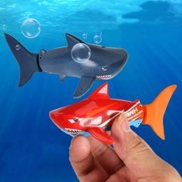 RC shark 2.4G Mini Remote Control Shark Waterproof Swimming Pool Bathtub Fish Tank Toys Children Summer Toy Gifts wholesale 240508