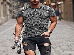 Men039s T Shirts 2022 Street Fashion Tshirt Men Shortsleeved Loose Tshirt Aztec Mexico Tattoo 3D Printing Slim Round Neck Spo9556201