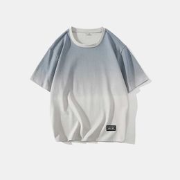 Men's T-Shirts Short sleeved T-shirt for mens summer Korean fashion brand clothing print loose half sleeved American heavy-duty T-shirt Q240517